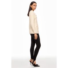 Off-White (100% Cotton). Knits. Crew Neck. Long Sleeve. Front Button Fly Closure. Shoulder to Hemline Length: 26". Imported. Cream Wool Cardigan With Button Closure, Rent The Runway, Chunky Knit, Off White, Crew Neck, White, Long Sleeve, Knitting