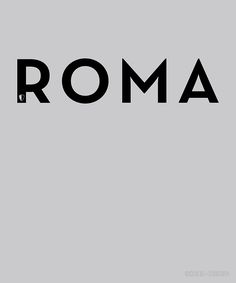 the word roma in black and white on a gray background