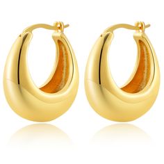 PRICES MAY VARY. Stylish design: Chunky silver earrings and gold chunky earrings for women are an elegant choice, a versatile everyday accessory that can add a touch of stylish style to any look. High quality material: Our huggie earrings for women are exquisite and lightweight, made of environmentally friendly copper plus 18k gold thickplating, nano protective layer, lasting color preservation, high comfort, durablenickel free, hypoallergenic, suitable for sensitive ears. Comfortable to wear: G Gold Earrings Chunky, Gold Chunky Earrings, Gold Hoop Earrings Style, Thick Earrings, Chunky Gold Earrings, Bday List, Chunky Gold Hoop Earrings, Needle Earrings, Small Gold Hoop Earrings