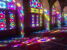 the sun shines through stained glass windows