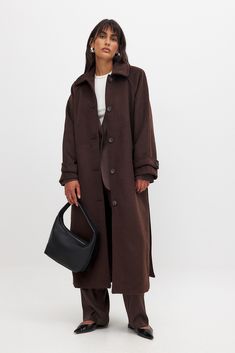 Raglan Sleeve Wool Blend Coat Brown | NA-KD Solid Wool Coat With Belted Cuffs, Wool Coat With Belted Cuffs, Fall Wool Coat With Belted Cuffs And Lapel Collar, Long Sleeve Wool Coat With Belted Cuffs, Classic Wool Coat With Belted Cuffs For Fall, Fall Wool Coat With Belted Cuffs, Fall Long Coat With Belted Cuffs, Pea Coat With Belted Cuffs For Fall, Fall Pea Coat With Belted Cuffs