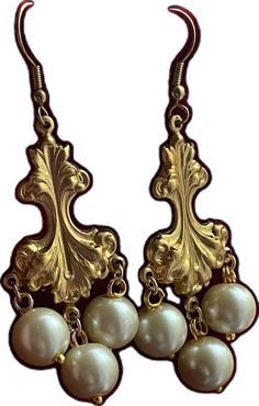 Antique Gold Metal Chandelier Earrings, Vintage Dangle Jewelry With Latkans, Victorian Gold Metal Chandelier Earrings, Vintage Bronze Chandelier Earrings, Antique Gold Dangle Pearl Earrings, Vintage Baroque Earrings, Vintage Wedding Earrings With Latkans, Victorian Gold Chandelier Earrings, Antique Metal Chandelier Dangle Earrings