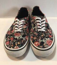 These are Vans Off The Wall Women’s Size 8 Low Top Sneakers. These are Black With Flowers.these shoes are in good Condition and are "Pre-owned". These have been outfitted with new laces. These are Shipped with USPS as Priority Mail package. Thanks for looking. Check out our other auctions. All auctions paid for after 12pm Eastern Standard time shall be Shipped the next business day. No returns are accepted on used items. If a return is granted return shipping costs are the responsibility of the Mail Package, Vans Off The Wall, Vans High Top Sneaker, Low Top Sneakers, Vans Sk8, Vans Authentic Sneaker, Off The Wall, Sneakers Black, Vans Sneaker