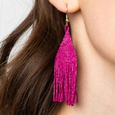 Elegant Tassel Earrings With Round Dangling Beads, Elegant Teardrop Earrings With Tiny Beads, Evening Beaded Earrings With Dangling Beads, Evening Beaded Earrings With Round Beads, Adjustable Beaded Chandelier Earrings For Party, Party Tassel Earrings With Round Beads, Elegant Beaded Tassel Earrings Gift, Elegant Pink Teardrop Beaded Earrings, Adjustable Tassel Earrings With Colorful Beads For Party