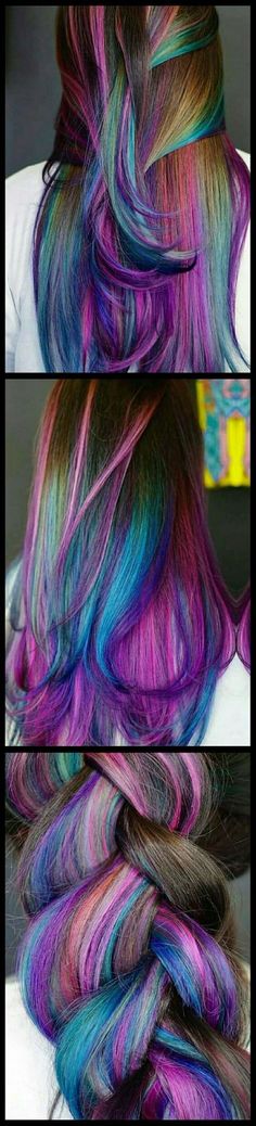 Not that I would ever do this but boy do I love the look of it! Unicorn Hair Color, Purple Balayage, Hair Colorful, Ombre Hair Blonde, Rainbow Ombre, Hair Color Crazy, Boring Hair, Unicorn Hair, Trendy Hair Color