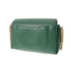 Chanel matelasse chain shoulder green ladies lambskin bagBrand: ChanelGender: WomenColor: GreenHardware color: GoldMaterial: LeatherComes with: Box, Size (HxWxD): 16cm x 24cm x 10cm / 6.29'' x 9.44'' x 3.93'' Bag Chanel, Gold Ounce, Vuitton Bag, Bag Brand, Woman Colour, Gold Material, Fendi, Dior, Chanel