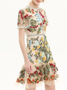 Material: Polyester, Cotton, Mesh Sample size: S Delicate dry clean Protect accessory before washing Our Style No. ZC_2021057 Mesh Embroidery, Elegant Embroidery, Summer Party, Flared Sleeves, Runway Fashion, Apricot, Deodorant, Dress Length, Two Piece Skirt Set