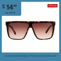 Features: Uv ProtectionShape: RectangleBase Material: 100% PlasticCare: Wipe CleanCountry of Origin: Imported Rectangular Shield Sunglasses With Uva Protection For Summer, Rectangular Shield Sunglasses With Uva Protection, Summer Brown Rectangular Shield Sunglasses, Sunglasses Uv Protection, Sunglasses Brown, Rectangular Sunglasses, Eye Care, Uv Protection, Sunglasses