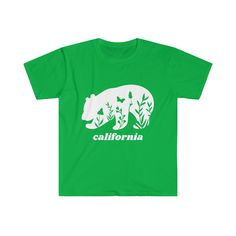 california bearT, this spirit bear california vibe shirt salutes all things california . from the beaches to the mountains, from sun to snow, the spirit bear has traveled the length and breadth of the state showing us the wayThe unisex soft-style t-shirt puts a new spin on casual comfort. Made from very soft materials, this tee is 100% cotton for solid colors. Heather colors and sports grey include polyester. The shoulders have twill tape for improved durability. There are no side seams. The col Summer Bear Print Crew Neck T-shirt, Summer Bear Print Short Sleeve T-shirt, California Nature, Spirit Bear, All Things, California Vibe, To The Mountains, Soft Style, Twill Tape