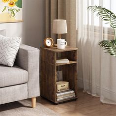 a living room scene with focus on the end table