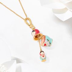 Selenichast Matryoshka Locket Necklace, Enamel Necklace, Birthday Gift for Her, 18K Gold Necklace, Mother's Day Gift for Her Doll Design, Peach Earrings, 18k Gold Necklace, Matryoshka Doll, Jewelry Accessories Ideas, Enamel Necklaces, Brass Necklace, Cat Earrings, Fine Jewels