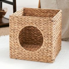 a wicker basket with a hole in the middle