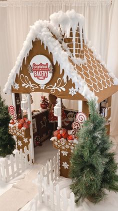 a gingerbread house made to look like it is on display