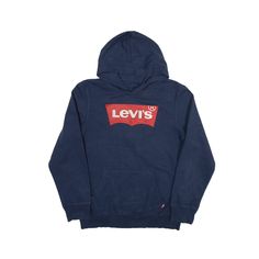 LEVI'S Hoodie Blue Pullover Boys M Blue Cotton Hoodie With Logo Print, Blue Hoodie With Logo Print, Blue Hoodie Sweatshirt With Logo Print, Blue Logo Print Hoodie For Winter, Blue Crew Neck Hoodie For Fall, Blue Casual Sweatshirt With Logo Print, Casual Blue Sweatshirt With Logo Print, Boy M, Blue Pullover