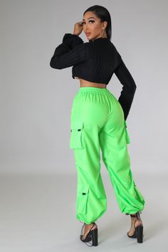 Shiny Pants, No Closure, Wide Legs, Green Man, High Waisted Pants, Wide Leg, Hand Wash, High Waisted, Elastic