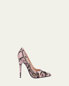 Gucci "Anita" pythonembossed leather pumps with lace trim    4.25 in / 105 mm stiletto heel    Pointed toe    Slipon style    Leather outsole    Lining: Fabric    Made in Italy Stiletto Pumps, Bergdorf Goodman, Lining Fabric, Black Rose, Black Pumps, Leather Pumps, Stiletto Heel, Pump Shoes, Python