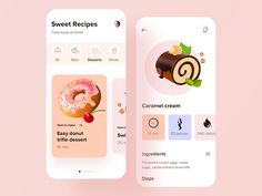 two smartphones with food icons on them, one is filled with doughnuts