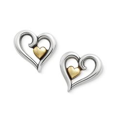 Joy of My Heart Ear Posts #JamesAvery James Avery Earrings, Silver And Gold Earrings, James Avery Rings, James Avery Jewelry, Heart Keyring, Mens Silver Necklace, Silver Jewelry Earrings, James Avery, Heart Studs