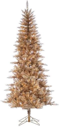 a white christmas tree with gold lights