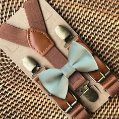 Sage Bow Tie & Brown Suspenders are PERFECT for a sage green wedding, bowtie, ring bearer outfit, boho wedding, bow ties for men or any other special occasion!X-Small: 6 months- 2 yearsSmall: 3 years- 5 yearsMedium: 6 years- 12 yearsAdult: 13 years- Up To 6ft tallBig & Tall: Adults Over 6ft Tall//SHIPPING//VERY IMPORTANT: Time to make and ship your order can be found under the shipping information with each item. :)**FIRST CLASS MAIL (default) takes 2-5 business days to arrive AFTER your package is shipped.**PRIORITY MAIL takes 1-3 business days to arrive AFTER the items are shipped.//Important// Business Days are Monday-Friday//International Orders// Please understand that International Orders that select "USPS International Shipping" takes 4-6 weeks and customs need to be factored in her Adjustable Bow Tie For Groom, Summer, Adjustable Summer Bow Tie For Groom, Adjustable Summer Bow Tie For Grooms, Classic Wedding Belts And Suspenders With Bow Tie, Summer Wedding Bow Tie For Groom, Dapper Suspenders For Wedding, Dapper Wedding Suspenders, Elegant Adjustable Belts And Suspenders For Wedding, Bow Tie And Suspenders Set For Father's Day Party