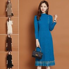 Premium Quality Women Sweater Knitted Dresses Midi Lace Patchwork Long Sleeve Fitted Office, Sweaters Dresses Winter Midi Dresses With Patchwork, Fall Long Sleeve Midi Dress With Lace Patchwork, Long Sleeve Midi Dress With Lace Patchwork For Fall, Winter Stretch Patchwork Dresses, Stretch Winter Patchwork Dresses, Stretch Patchwork Winter Dresses, Stretch Patchwork Dress For Winter, Elegant Knitted Winter Dresses, Casual Long Sleeve Pointelle Knit Dress