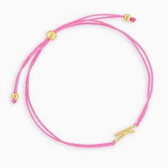 Nwt 18k Gold-Plated Brass Slider-Style Adjusts To Fit Most Wrists Smoke-Free Home, No Modeling Elegant Pink Bracelet With Sliding Knot, Pink Bracelet With Sliding Knot For Gift, Everyday Pink Bracelet With Sliding Knot, Everyday Pink Bracelets With Sliding Knot, Pink Sliding Knot Bracelet For Everyday, Initial K, Gorjana Jewelry, Bracelet Initial, Cute Jewelry