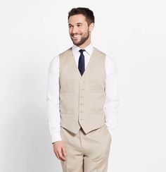 Tan Suit Vest | The Black Tux Fitted Beige Business Vest, Fitted Beige Vest For Business, Classic Sleeveless Spring Suits, Fitted Beige Vest For Formal Occasions, Fitted Beige Suits For Fall, Fitted Beige Suit For Fall, Fitted Beige Vest For Semi-formal Occasions, Elegant Beige Vest For Semi-formal Occasions, Beige Sleeveless Semi-formal Vest