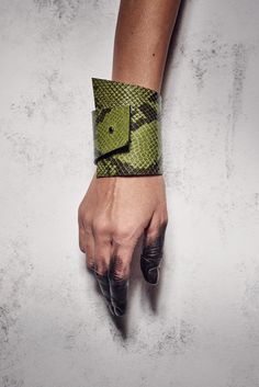 Green Snake Cuff Bracelet, Luxury Leather Bracelet, Animal Print Leather Cuff, Modern Woman's Bracelet, Wide Leather Cuff for Woman by PLIK LEATHER CUFF DESIGN Created with attention to each detail, this piece of designer work is perfect for any contemporary wardrobe. Minimalist and stylish bracelet cuff is so universal and easy chic, that you can feel it like part of your hand. Pure line, simplicity and perfection _ Handcrafted in EU out of the finest Italian leather. _ 100% genuine leather and Bracelets For Prom, Jewelry Logo Ideas, Leather Bracelet Tutorial, Contemporary Bracelets, Steampunk Bracelet, Bracelets Leather, Bracelet Luxury, Women Bracelets, Cuff Bracelets Handmade