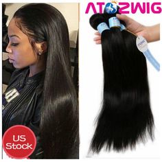 Top Brazilian Virgin Human Hair Extensions Weave Weft Straight 3 Bundles 18 &quot; US Brazilian Straight Human Hair, Straight Human Hair, Hair Weft, Wigs Hair Extensions, Human Hair Extensions, Virgin Hair, Weave Hairstyles, Hair Extensions, Human Hair