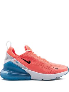 Nearly fifty years after its conception in 1971, Nike’s iconic Swoosh logo remains unchanged, showcasing a prevalent and pioneering symbol for the brand. These pink, blue and white Wmns Air Max 270 sneakers feature an almond toe, a mesh upper, a lace-up front fastening, a brand embossed insole, a signature Nike swoosh, a pull tab at the rear, a rubber sole and large Max Air unit cushions. These styles are supplied by a premium sneaker and street wear marketplace. Stocking only the most sought-after footwear and clothing, they source and curate some of the most hard-to-find items from around the world. Nike 270s, Air Maxes, Nike 270, Cloud Shoes, 270 Nike, White Nike Shoes, Nike Air Shoes, Air Max Shoes, Nike Shoes Air Max