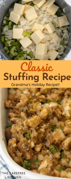 the recipe for stuffing is in a casserole dish