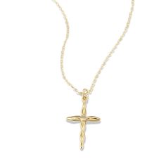 This dainty 14-karat yellow gold cross pendant features an elegant twist design. It comes complete on a matching cable chain with a secure lobster clasp  making a great gift or daily accessory. 14k Gold Cross Necklace With Adjustable Chain, Elegant Yellow Gold Cross Necklace With Delicate Chain, 14k Gold Cross Necklace With Delicate Chain, Cross Pendant Necklace With Cable Chain As Gift, 14k Gold Delicate Chain Cross Necklace, Elegant Cross Necklace With Delicate Chain, Yellow Gold Cross Necklace With Delicate Chain, Yellow Gold Crucifix Necklace With Adjustable Chain, Yellow Gold Crucifix Necklace With Delicate Chain