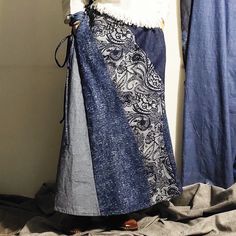 Beautiful Blue Half-Dress with Long Skirt for Women Spring Blue Patchwork Skirt, Blue Patchwork Skirt For Spring, Blue Patchwork Maxi Skirt For Spring, Blue Fitted Wrap Skirt For Casual Wear, Blue Patchwork Skirt For Summer, Blue Patchwork Long Skirt, Blue Long Patchwork Skirt, Blue Non-stretch Bohemian Maxi Skirt, Non-stretch Blue Bohemian Maxi Skirt