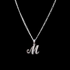 925 Sterling Silver Alphabet Letter M Pendant Necklace New Made In Mexico Letter M Initial Necklace, Letter M Pendant, Silver Formal Initial Necklace, Silver Pendant Initial Necklace For Formal Occasions, Formal Silver Pendant Initial Necklace, Formal Silver Necklaces With Initials, Classic Silver Initial Necklace For Formal Occasions, Hallmarked Silver Initial Pendant Necklace, Silver Hallmarked Initial Pendant Necklace