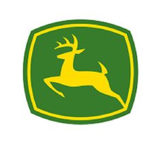 a green and yellow deer emblem on a white background