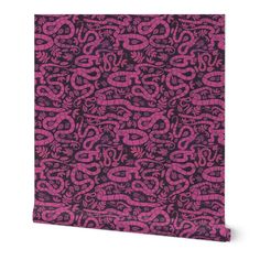 a pink and black wallpaper with an abstract design on it's side,