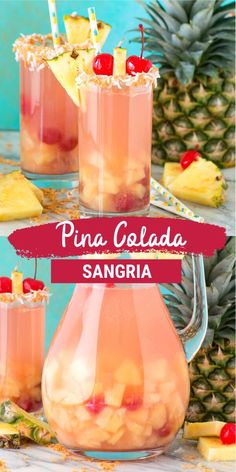 pine colada sanggraa with pineapples in the background