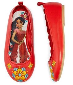 a pair of red shoes with an image of princess pocachuna on them