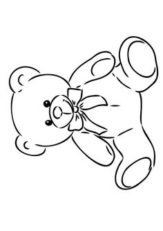 a black and white drawing of a teddy bear