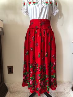 Polish, Slavic Folk Skirts made from over 3 yards of delikate and soft fabric, polyester. Adjustable waist. It's a great piece for any Polish Slavic event or parade to show your roots. Enjoy! If you have any questions, feel free to message me👋 Sizing:  XS - waist 27" + up  S - waist 28" + M - waist 30" + L - waist 32" + XL - waist 34" + XXL - waist 36" + Zakopane, Soft Fabric, Soft Fabrics, Womens Skirt, Full Length, Feel Free, Sewing, Crochet, Clothes For Women