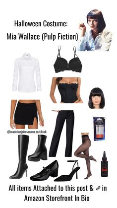 Items linked to this post / in amazon storefront in bio!  Halloween | Costume | Costume idea  | Madeline Johnson |  It girl costume | It girl | mia wallace dark hair bob short hair pulp fiction pop culture iconic niche hot easy Fran Halloween Costume, Short Bob Halloween Costume, White Button Down Halloween Costume, Bob Hair Halloween Costume, Halloween Costume For Short Hair, Halloween Costume For Dark Hair, Celebrity Halloween Costume Ideas, Cute Horror Movie Costumes, Easy Hot Costumes