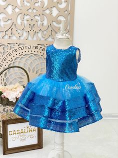 Princess Style Glitter Dress For Dress-up, Blue Princess Dress For Party Season, Princess Dress For Party Season Dress-up, Fitted Blue Glitter Tulle Dress, Blue Fitted Dress In Glitter Tulle, Blue Fitted Dress With Glitter Tulle, Sequin Tutu Dress For Birthday, Fitted Glitter Princess Dresses, Fitted Princess Style Glitter Dresses