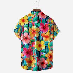 The best hawaiian shirts for men, hawaiian shirt for women and kids are available, designed just for you. Fabric: four-way stretch (95% polyester and 5% spandex) Regular fit Fabric Weight: 120 g/m². Care Instruction: Machine washes cold with similar colors, do not bleach, tumble dry low, do not iron, and do not dry clean. Reliable quality Refreshing and breathable, comfortable material, No DISCOLORATION after long washing. Hight Quality Fabric High quality fabric is soft and comfortable, and its Green Floral Print Short Sleeve Hawaiian Shirt, Beach Season Green Shirt With Floral Print, Beach Season Green Floral Print Shirt, Summer Multicolor Floral Print Short Sleeve Shirt, Green Floral Print Shirt For Beach Season, Multicolor Floral Print Short Sleeve Shirt For Summer, Hawaiian Short Sleeve Shirt With Floral Print For Summer, Yellow Printed Short Sleeve Hawaiian Shirt, Multicolor Floral Print Short Sleeve Camp Shirt