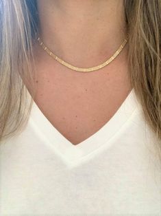 Triple Box Chain Choker Necklace in 18K Gold Filled Everyday image 7 Gold Plated Herringbone Necklace With Delicate Chain, Gold-plated Delicate Herringbone Necklace For Gifts, Yellow Gold Choker With Gold Chain As Gift, Gold-plated Herringbone Necklace With Delicate Chain, Dainty Yellow Gold Herringbone Necklace Gift, Gold Chain Choker As A Gift, Gold Snake Chain Choker As A Gift, Gold Snake Chain Choker Gift, Gold Choker With Gold Chain For Gift