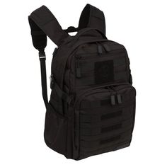 a black backpack with straps on it