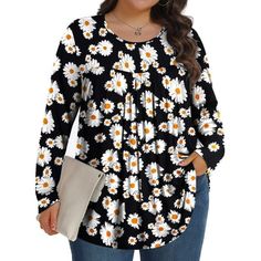 Fantaslook Womens Plus Size Tops Fall Long Sleeve Shirts Crew Neck Casual Loose Tunic Blouses Designed for comfort and style, long sleeve shirts for women are perfect for the autumn season and upgrade your fall wardrobe. The crew neck and casual loose fit offer a relaxed yet flattering silhouette, making them an ideal choice for everyday wear. Womens long sleeve tops is crafted from high-quality, breathable fabric, fall tunic tops ensure you stay comfortable and chic all day long. The floral patterns add a touch of elegance and femininity, making womens blouses versatile enough to dress up or down. Womens plus size tops pair with your favorite jeans for a casual outing or with dress pants for a more polished look. This plus size tops for women is embrace the beauty of fall with the unique Fall Long Sleeve Shirts, Fall Tunic, Loose Tunic, Womens Blouses, Plus Size Fits, Autumn Season, Womens Long Sleeve Shirts, Tops Fall, Tunic Blouse