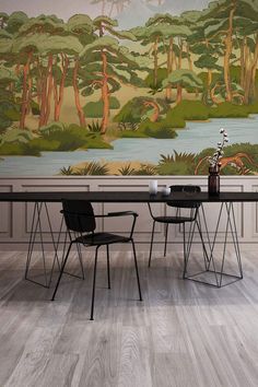 Sketch Jungle Wallpaper Mural Room Jungle Sketch, Forest Landscape Wallpaper, Mural Jungle, Modern Vintage Art, Industrial Wallpaper, Motif Jungle, Abstract Art Decor, Scandinavian Mid Century Modern, Forest Wall Mural