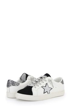 A sporty sneaker features a star logo and eye-catching panels for chic style. 1" platform Round toe Lace-up vamp Synthetic upper, lining, manmade sole Imported Sporty Sneakers, Star Logo, Vintage Havana, Golden Goose Sneaker, Havana, Womens Sneakers, Vintage Shops, Nordstrom Rack, Chic Style