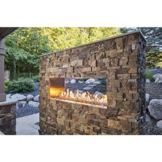 The Outdoor GreatRoom Company Manual Ignition See-Through Ready-To-Finish Fireplace Outdoor Stone Fireplaces, Dream Fireplace, Natural Gas Fireplace, Fiber Cement Board, Propane Fireplace, Outdoor Gas Fireplace, Cement Board, Build A Fireplace, Linear Fireplace