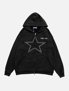 Aelfric Eden Star Washed Zip-up Hoodie – Aelfric eden Geometric Clothing, Top Streetwear Brands, Loose Coats, Oversize Fashion, Clothing Details, Street Style Outfit, Online Shopping Clothes, Star Fashion, Zip Up